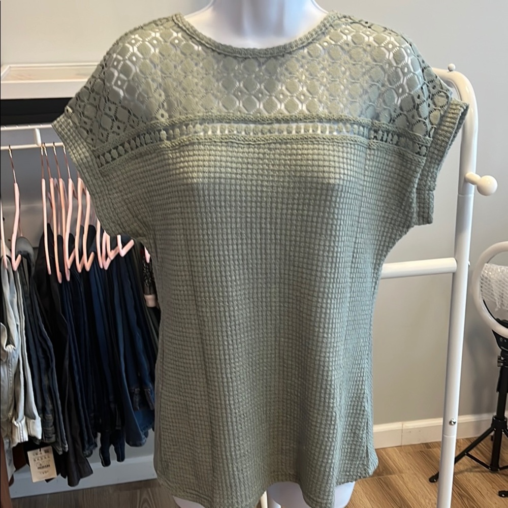 Elegant Lace Olive Green Top